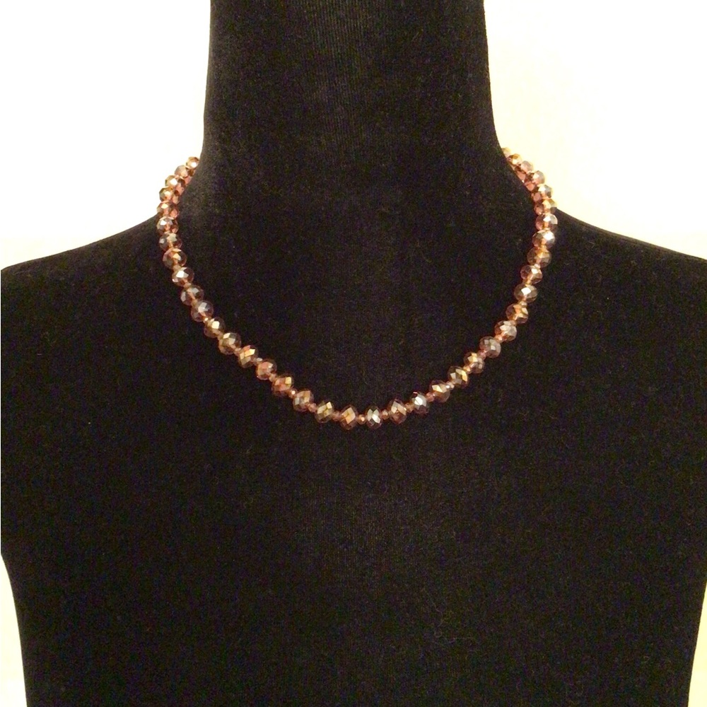 Facetted Iridescent Dusty Purple Crystal Necklace with clasp